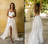 Lovely Spaghetti Straps Lace Chiffon Beach Wedding HZ0307