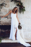 Lovely Spaghetti Straps Lace Chiffon Beach Wedding HZ0307