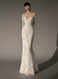 Luxury Floral Lace Mermaid Wedding Dress With Detachable HZ0307