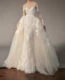 Luxury Floral Lace Mermaid Wedding Dress With Detachable HZ0307