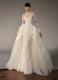 Luxury Floral Lace Mermaid Wedding Dress With Detachable HZ0307