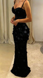 Luxury Floral Mermaid Prom Dresses Spaghetti Straps Evening Graduation HZ0307