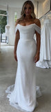 Luxury Pearl Beaded Mermaid Wedding Gown White Off The Shoulder Bridal HZ0307