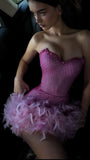 Luxury Pink Sweetheart Homecoming Dress, Feather Mini Homecoming Party HZ0307