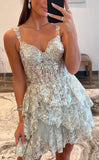 Luxury Sequin Lace Ruffle Homecoming HZ0307