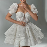 Luxury Sequins Homecoming Dresses Sweetheart Mini Party Gown, HZ0307
