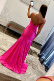 Hot Pink Spaghetti Straps Satin Evening Prom HZ0307