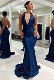 Navy Blue Sexy Prom Dresses V-Neck Evening HZ0307