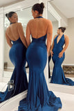 Navy Blue Sexy Prom Dresses V-Neck Evening HZ0307