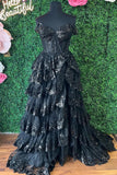Off The Shoulder Pink Ruffles Long Prom HZ0307