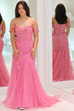 Pink Mermaid Appliques Tulle Prom HZ0307