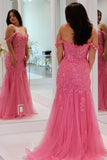 Pink Mermaid Appliques Tulle Prom HZ0307