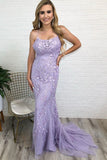 LTP0901,Lavender prom dress applique mermaid evening dresses tulle prom HZ0307