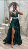 Mermaid Beaded Halter Neck Long Prom HZ0307
