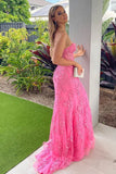 LTP1378,Sweetheart hot pink lace mermaid prom evening HZ0307
