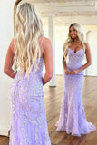 Lilac Mermaid Lace Long Prom Dress, Formal Evening HZ0307