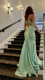 Mint Green Mermaid Senior Prom Dresses Cross Back Evening Formal HZ0307