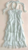 Mint Green Tie Halter Homecoming Dresses Tiered Ruched Chiffon Party HZ0307