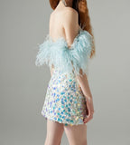Modern Sequined Feather Homecoming Dresses School Dance Dress, HZ0307