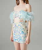 Modern Sequined Feather Homecoming Dresses School Dance Dress, HZ0307