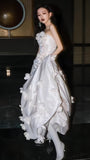 Modern White Strapless Wedding Dresses 3D Flowers Bridal HZ0307