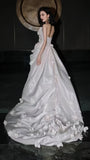 Modern White Strapless Wedding Dresses 3D Flowers Bridal HZ0307