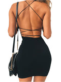 LTP1241,Women Sexy Bodycon Party Dresses Backless Spaghetti Straps Clubwear Mini Dress Low Neck Homecoming HZ0307