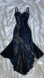 Navy Blue Appliques Bodycon Party HZ0307