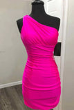 Navy Blue One Shoulder Homecoming Dresses Tight For Teen, HZ0307