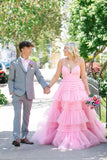Straps Periwinkle Tulle Ruffles A-line Formal HZ0307