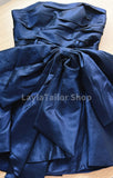 Navy Blue Homecoming Dress - Strapless A-Line with Bowknot HZ0307