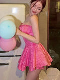 New Fashion Peach Pink Sleeveless Mini Homecoming HZ0307