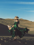 LTP1711,Fast Delivery Silk Satin Dark Green A-Line Prom Evening Dresses, Tea Length Homecoming HZ0307