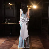 LTP1709,Mermaid Prom Dresses, Tassel Shoulder Evening Dresses, Bowknot Senior Prom HZ0307