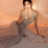 LTP1710,Glitter Backless Sequined Long Prom Dresses, School Dance Dress With HZ0307