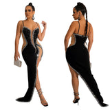 Fast Delivery Sexy Beaded Prom Dresses Long Bodycon Evening Party Dress HZ0307
