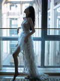 LTP1706, Stunning White Feather Hi-Lo Evening Prom HZ0307
