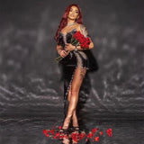 Fast Delivery Luxury Beaded Prom Dress Long Sexy Prom Gown With High HZ0307