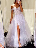 Light Purple Off The Shoulder Appliques Party Prom HZ0307