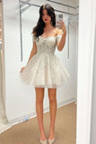 Off The Shoulder A-Line Lace Homecoming Dresses, HZ0307