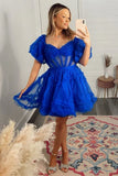 Off The Shoulder A-Line Tulle Homecoming Dresses, HZ0307