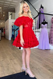 Off The Shoulder A-Line Tulle Homecoming Dresses, HZ0307
