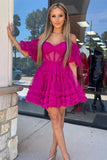 Off The Shoulder A-Line Tulle Homecoming Dresses, HZ0307