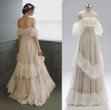 Off The Shoulder A-Line Wedding Dress, Ruffle Party HZ0307
