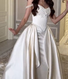 Off The Shoulder Appliques Wedding Dresses Ivory Beaded Wedding Ball HZ0307