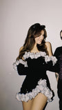 Strapless Black Homecoming Dress Tight Cocktail Outfits Party Dress With Long HZ0307