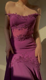 Off The Shoulder Burgundy Evening Party Dress Bodycon Appliques Formal Prom HZ0307