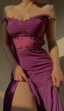 Off The Shoulder Burgundy Evening Party Dress Bodycon Appliques Formal Prom HZ0307