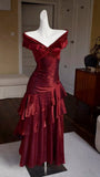 Off The Shoulder Burgundy Shiny Prom Dresses Slim Birthday Dance HZ0307