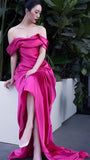 Off The Shoulder Fuchsia Mermaid Long Evening Party Dress, Senior Prom HZ0307